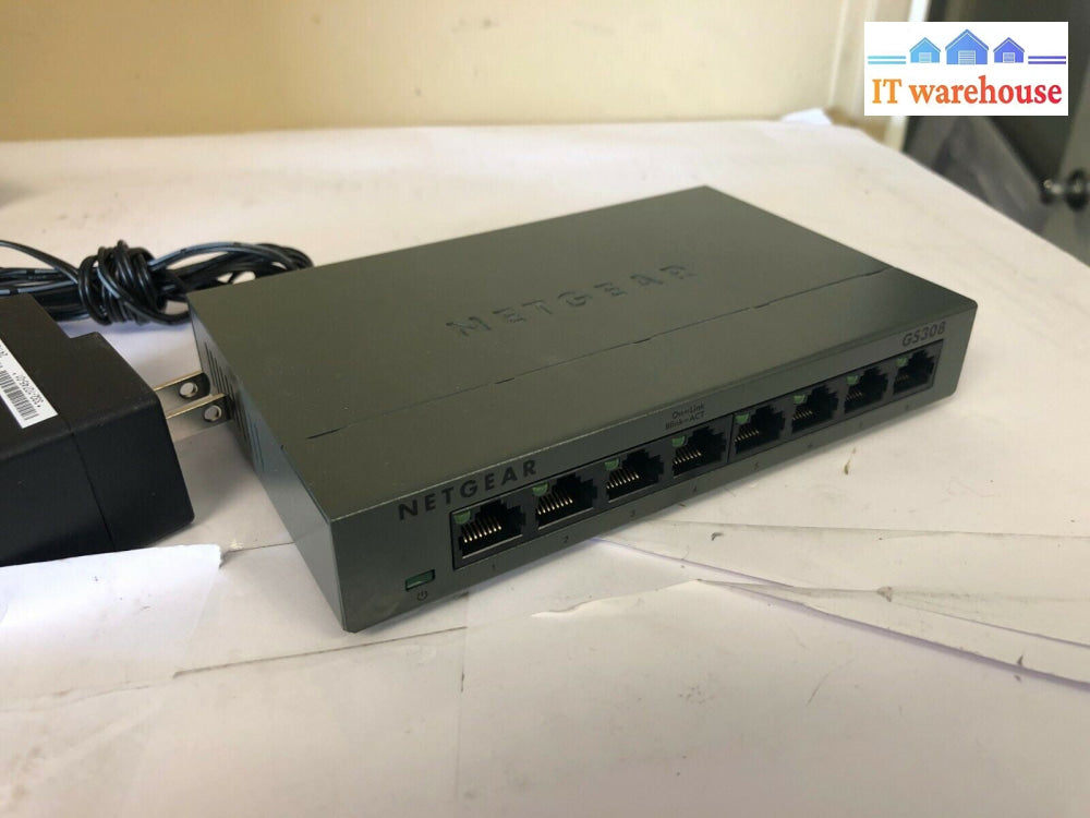*NetGear GS308v2 8-Port Switch GS308100PAS with Power Adapter GOOD WORKING*@