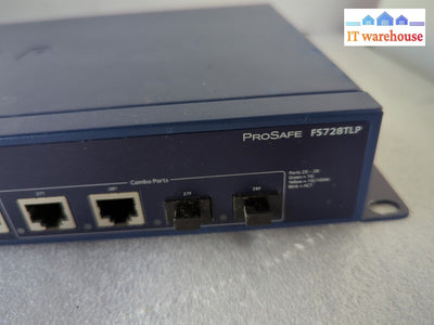 NETGEAR PROSAFE FS728TLP NETWORK RACK MOUNTABLE SWITCH 28 PORT POE w/mount