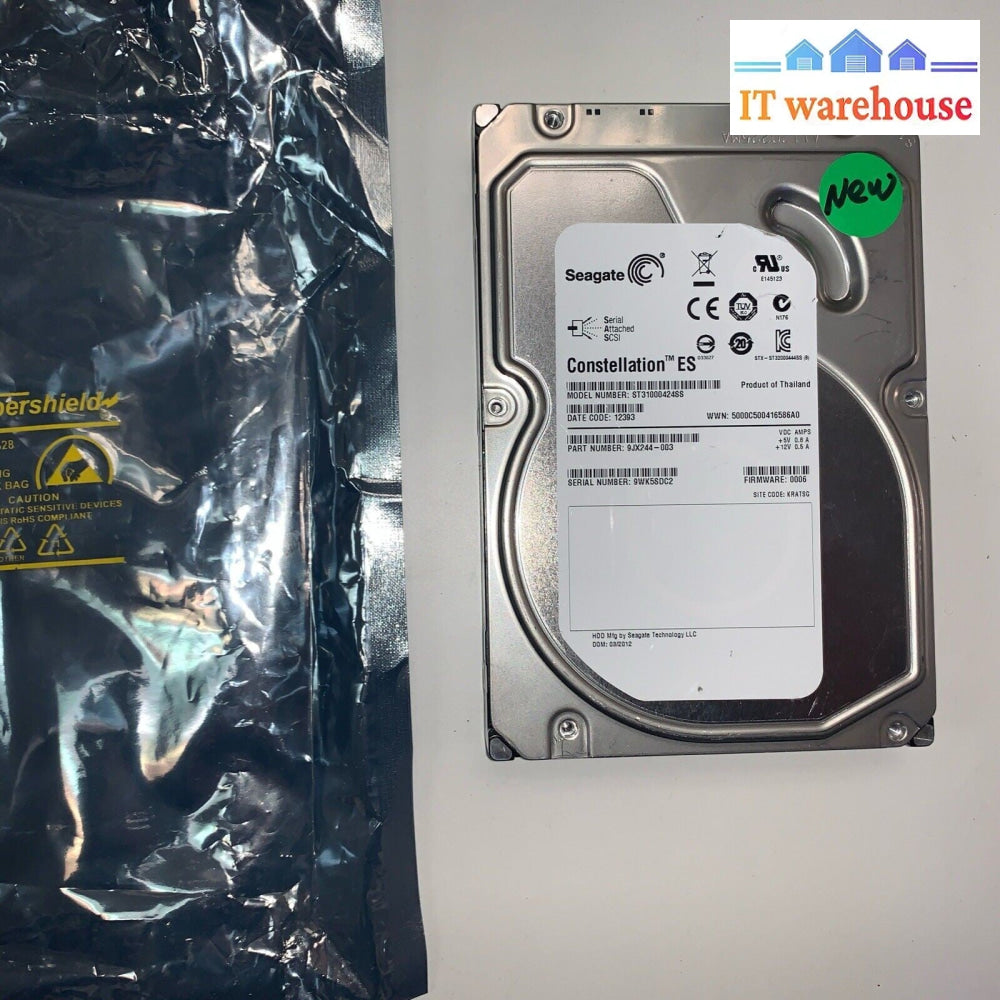 New ~ 1TB Seagate Constellation ES 1000GB 7.2K 3.5" (ST31000424SS) Hard Drive