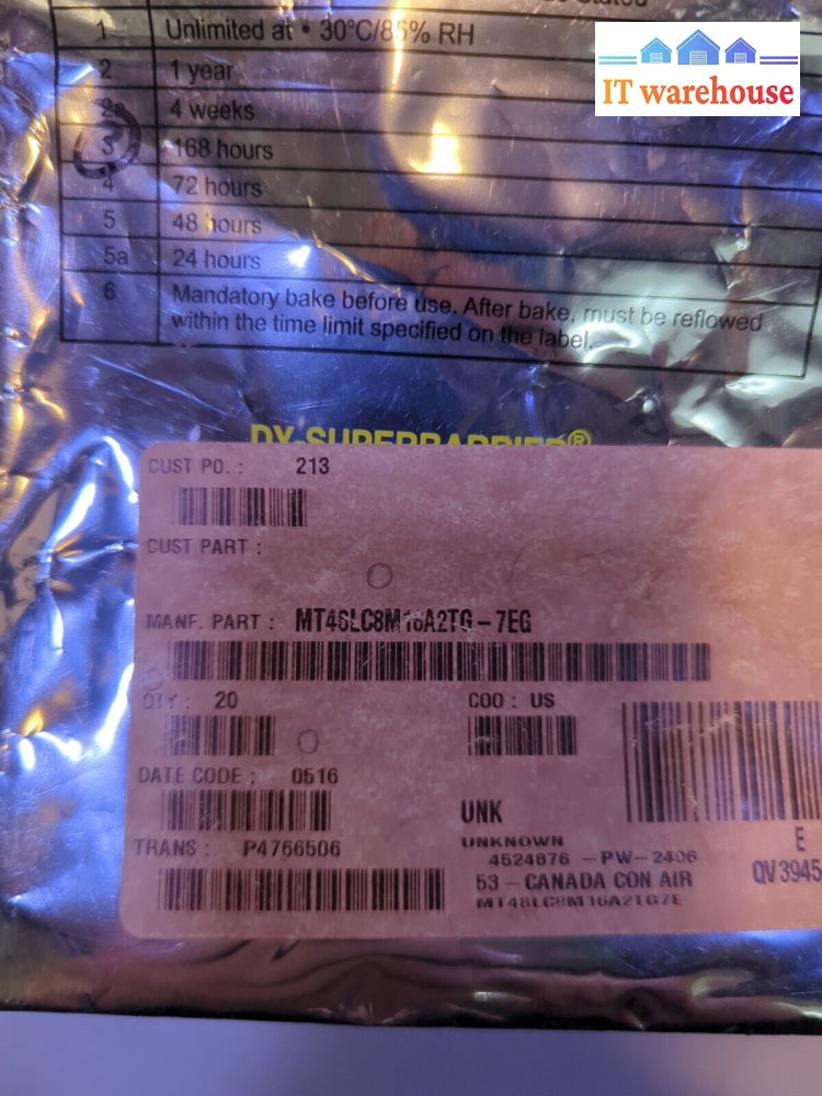 - NEW 20PCS MICRON MT48LC8M16A2TG - 7EG IC DRAM MEMORY 128Mbit