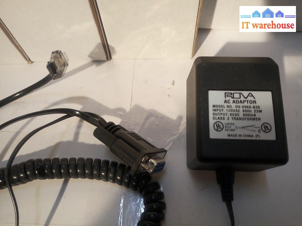 - NEW 5x  ROVA DV-0960-B20 AC ADAPTER 9V DC 600mA CABLE DB9 & RJ45 INTERFACE