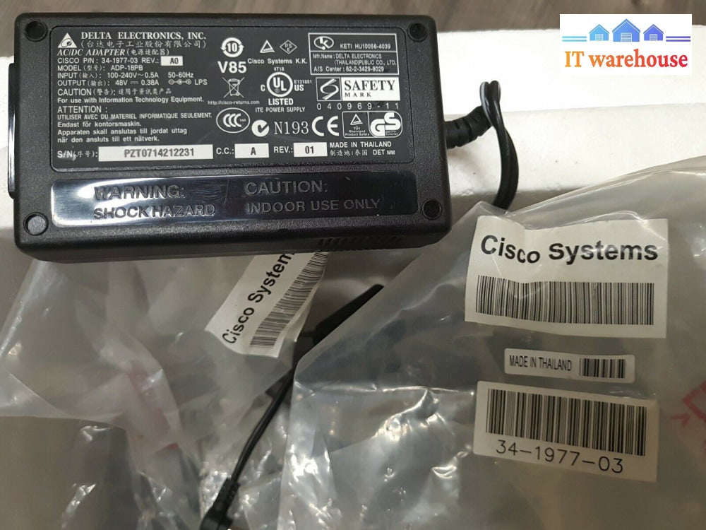 - NEW 7x Cisco Delta ADP-18PB 34-1977-03 48V 0.38A AC/DC Adapter  (NO CORD)