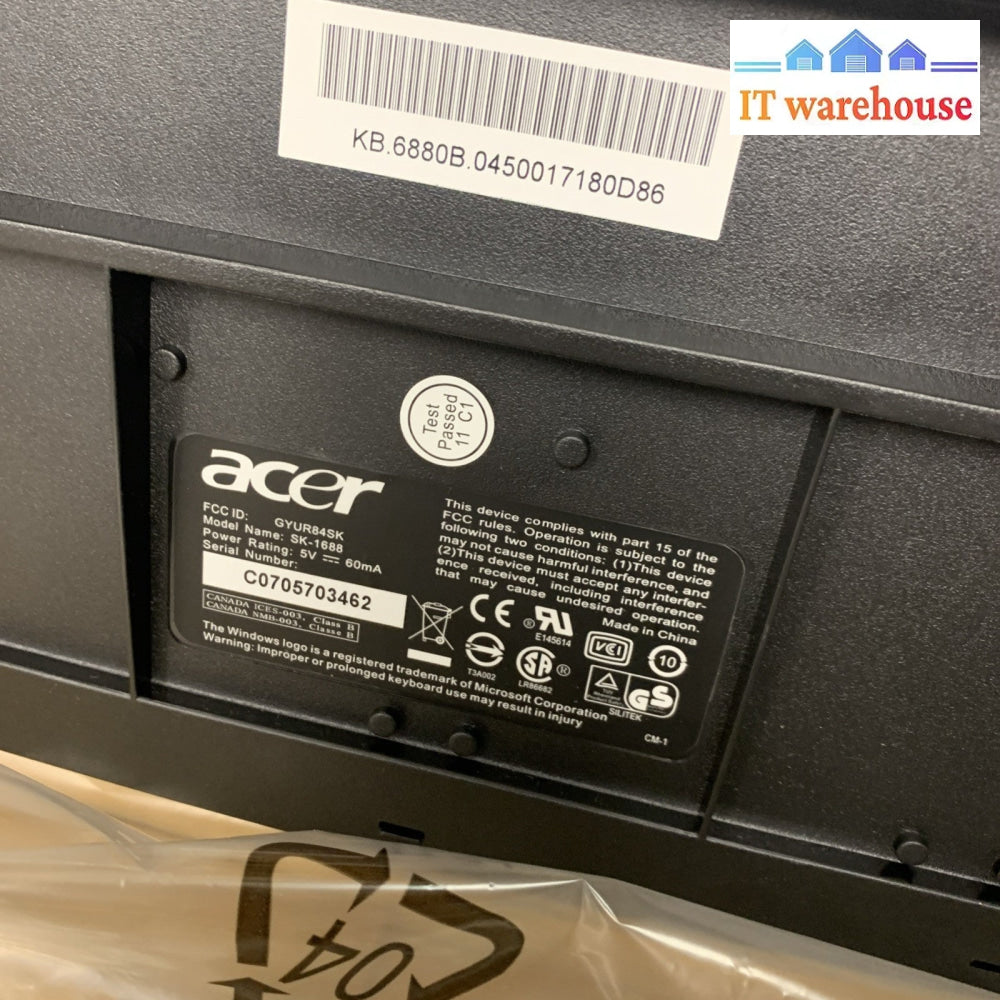 New ~ Acer SK-1688 PS/2 Wired Standard Keyboard