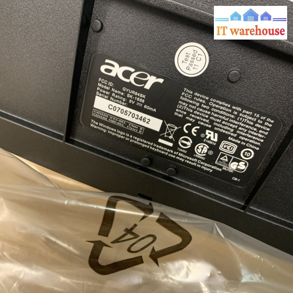 New ~ Acer SK-1688 PS/2 Wired Standard Keyboard