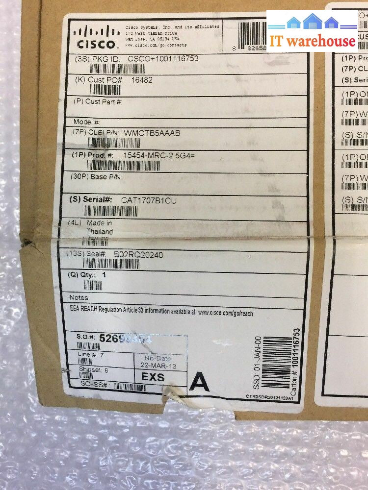- NEW Cisco 15454-MRC- 2.5G4 Optics 4 port Card WMOTB5AAAB 800-27357-02. @@@ 