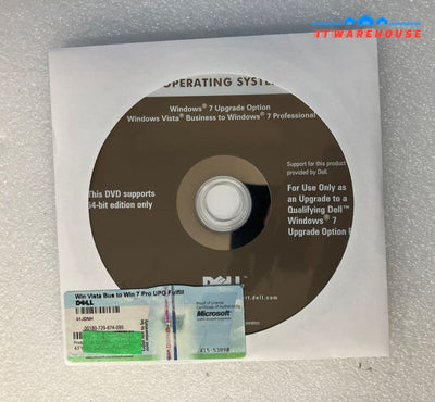 ~ New Dell Microsoft Windows Vista Bus to Win 7 Pro 64-Bit Upgrade DVD With Code