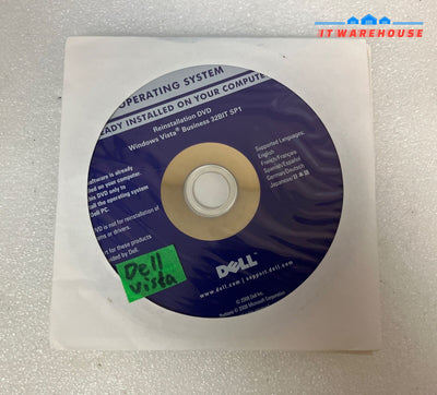 ~ New Dell Windows Vista Business 32Bit Sp1 Reinstallation Cd 0J229H (No Key)