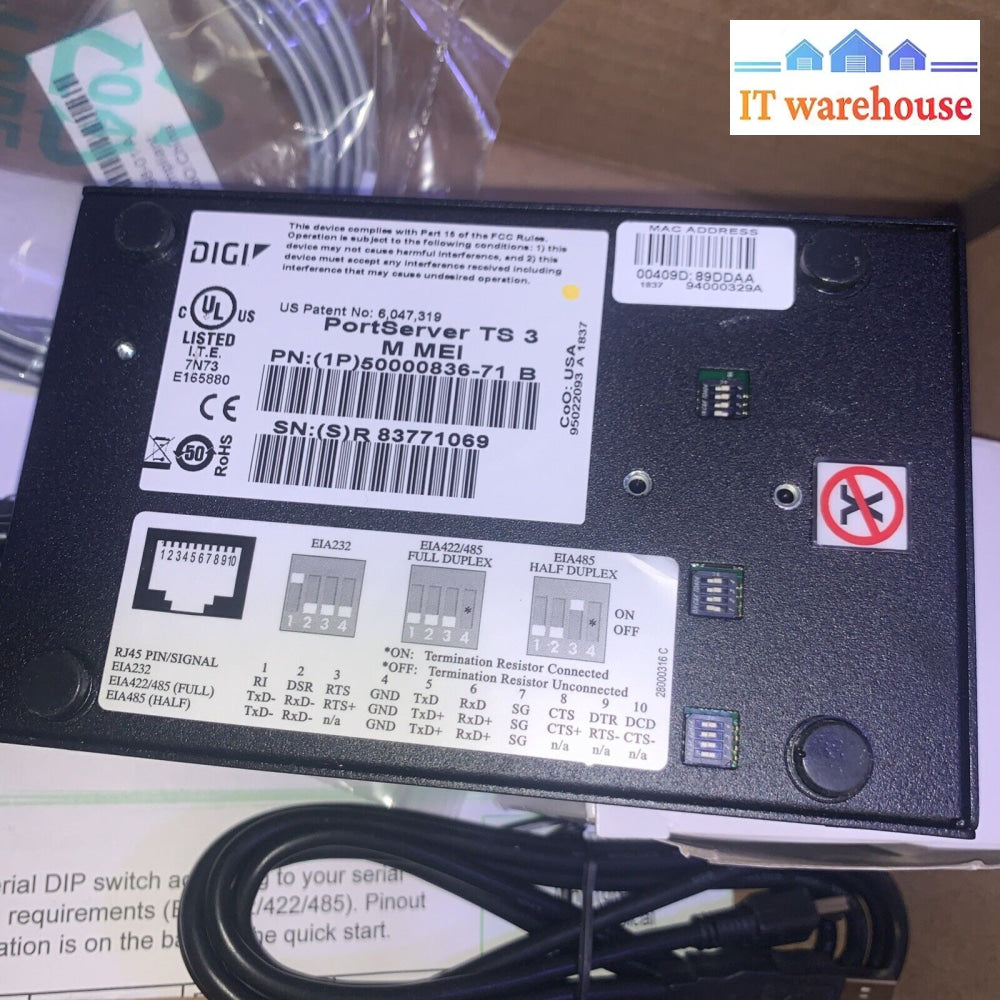 NEW Digi 50000836-14 Portserver TS 2 Port with Power Supply