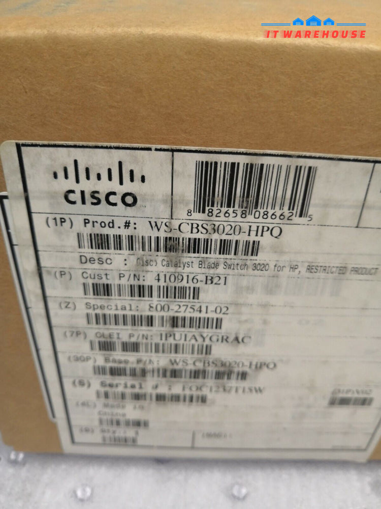 - NEW HP Cisco Catalyst 410916-B21 WS-CBS3020 8-Ports Multi-Layer Blade Switch