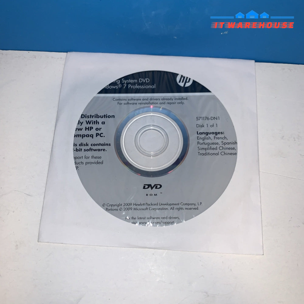 New HP Microsoft Windows 7 Professional SP1 32-bit DVD (multi languages)