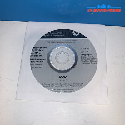 New HP Microsoft Windows 7 Professional SP1 32-bit DVD (multi languages)