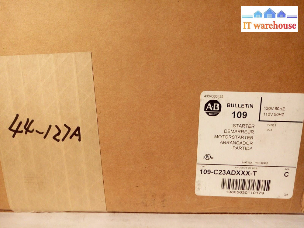 - NEW IN BOX Allen Bradley ENCLOSED STARTER Type 1 IP42 Series A 109-C23ADXXX-T