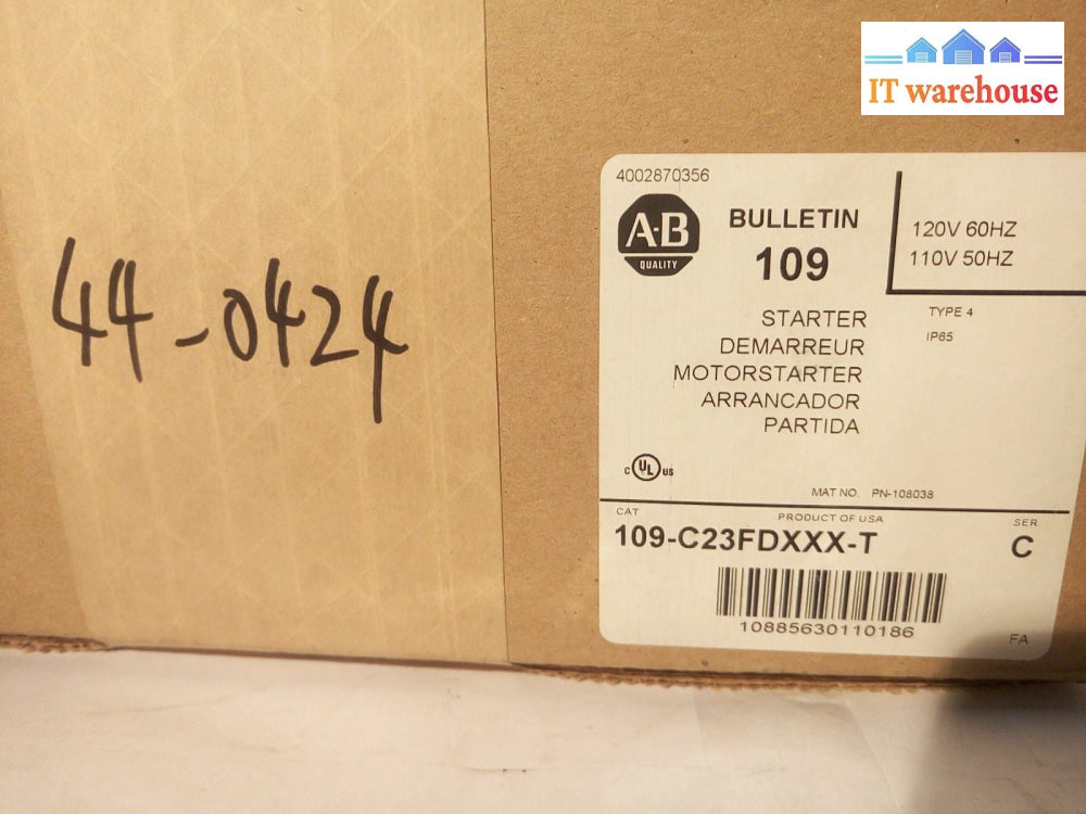 - NEW IN BOX Allen Bradley MOTORSTARTER BULLETIN 109 109-C23FDXXX-T
