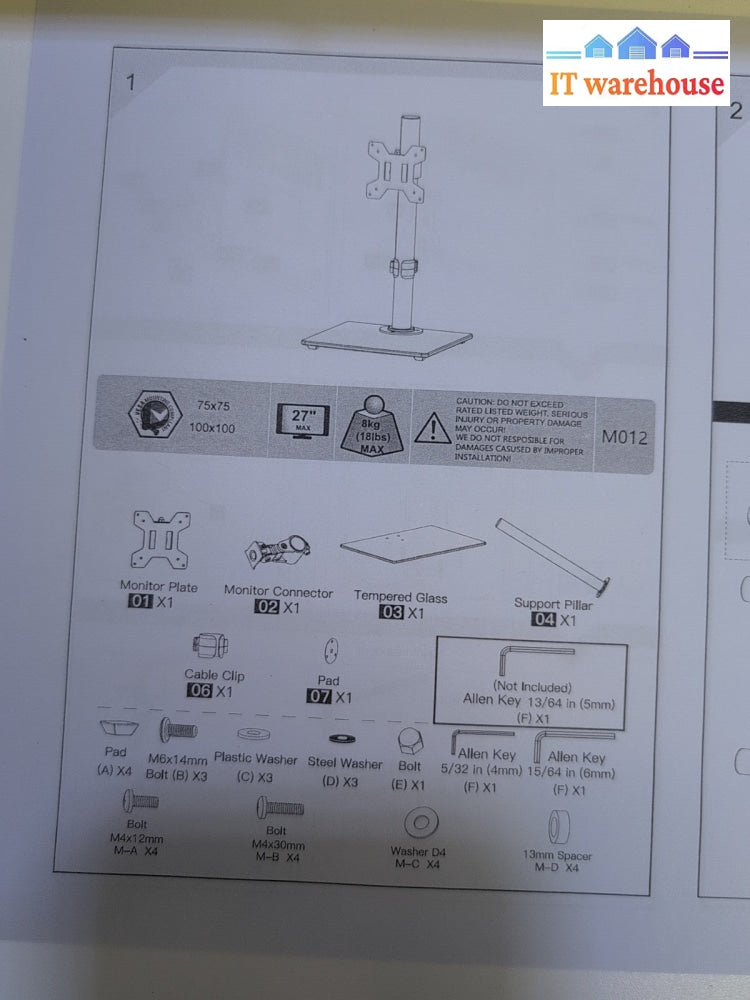 NEW IN BOX High Quality Universal Steel 22-27" Monitor Arm TableMount Stand -