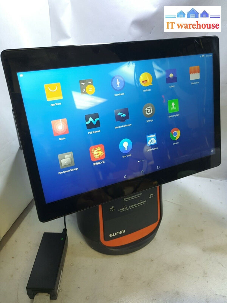 NEW IN BOX SUNMI T1 W1403 POS system Android W/ dual 14 inch screen + printer