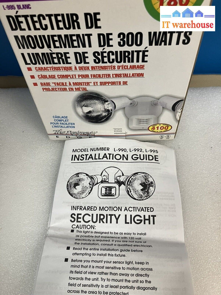 ~ New Infrared Motion Activated Security Light 300W Wall-to-Wall Detection L-995