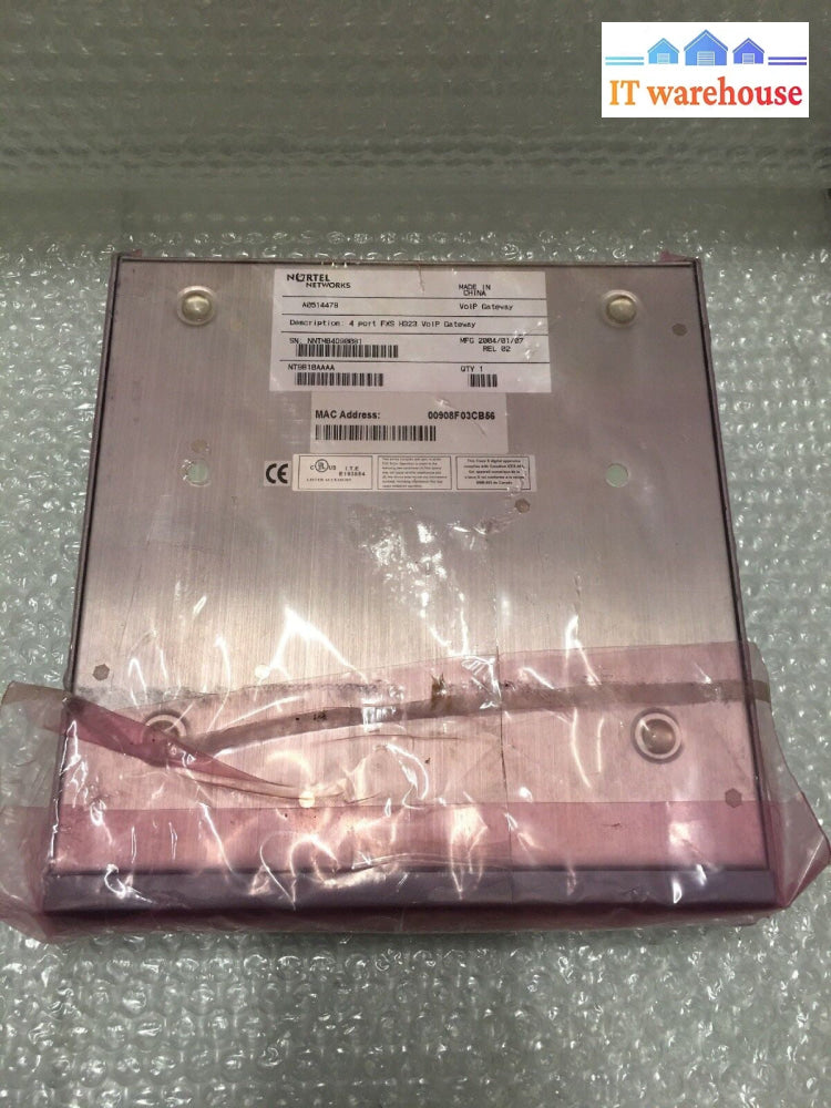 - NEW NORTEL 4 PORT FXS H323 VOIP GATEWAY NT9B10AAAA  A0514478