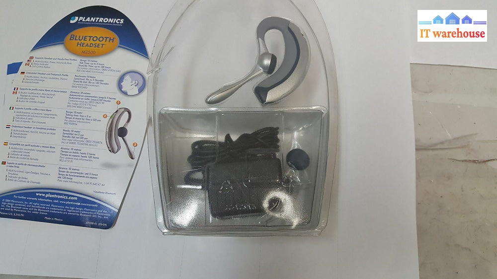New Plantronics M2500 Bluetooth Headset w/ AC adapter @@@