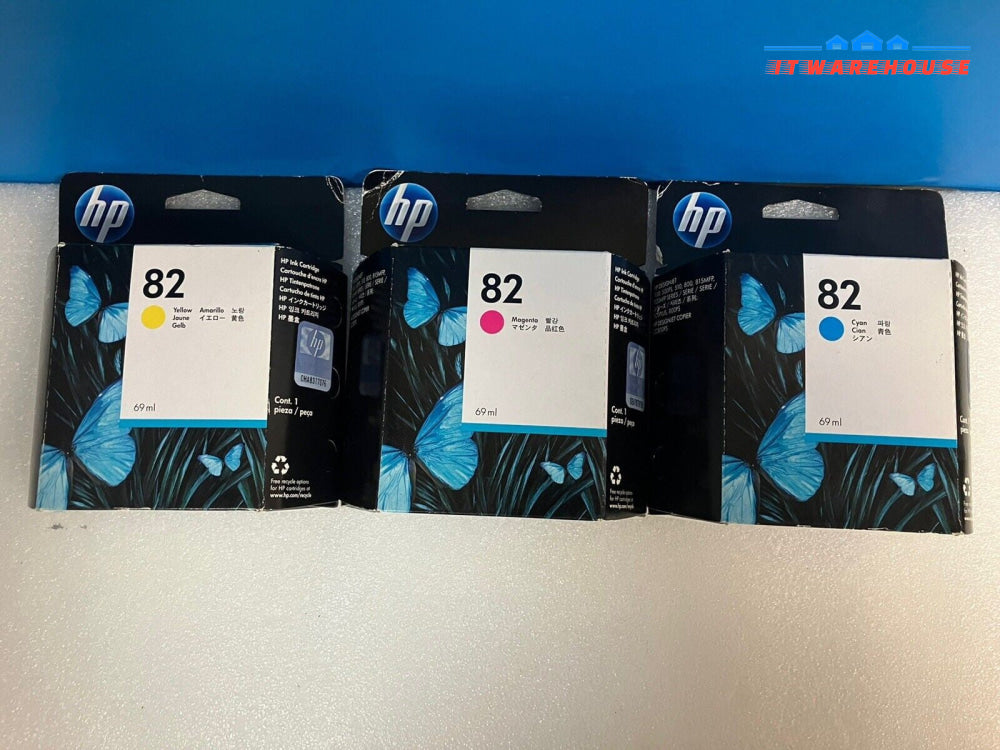 ~ (New Sealed) 3x Genuine OEM HP 82 Mixed Color Ink Cartridge (Expiration 2013)