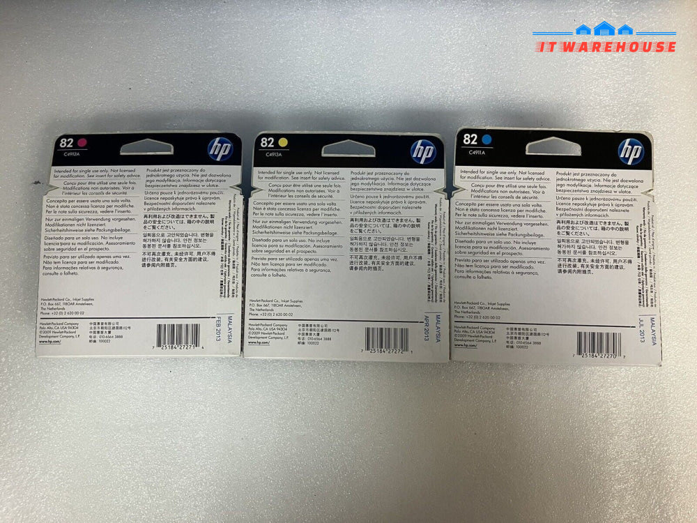 ~ (New Sealed) 3x Genuine OEM HP 82 Mixed Color Ink Cartridge (Expiration 2013)