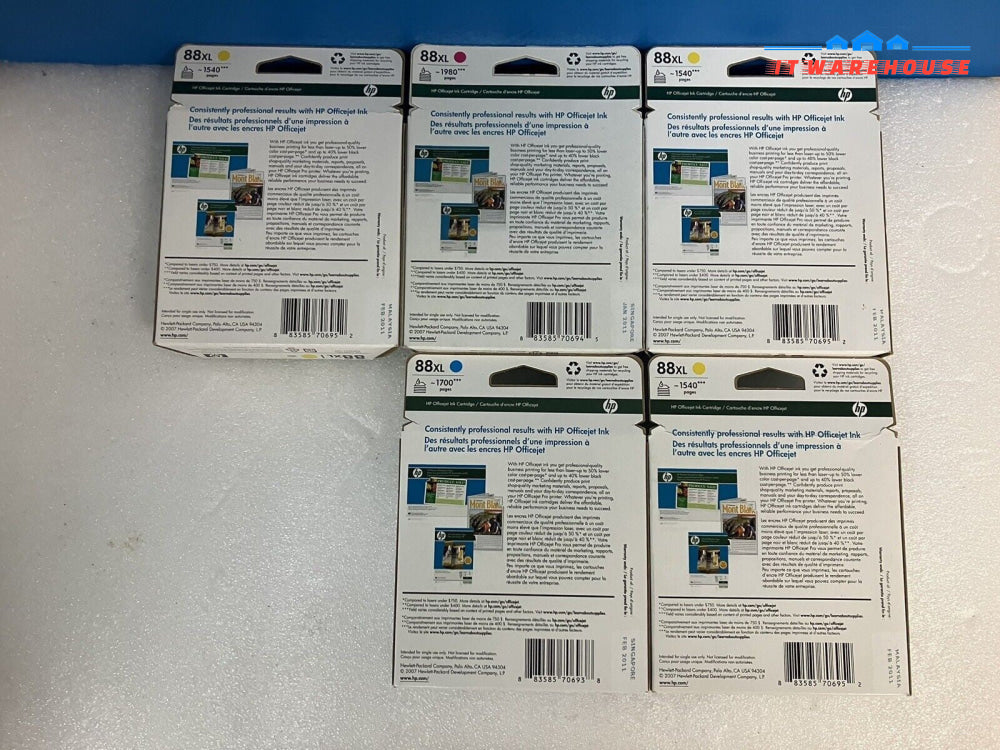 ~ (New & Sealed) 5x Genuine HP Officejet 88XL Mixed Color Cartridge (EXP 2011)