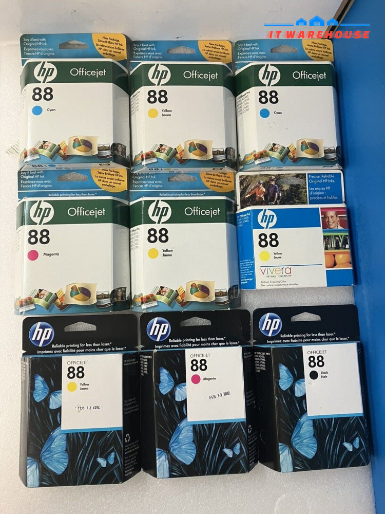 ~ (New Sealed) 9x Genuine HP Officejet 88 Mixed Color Cartridge (EXP 2010-2013)