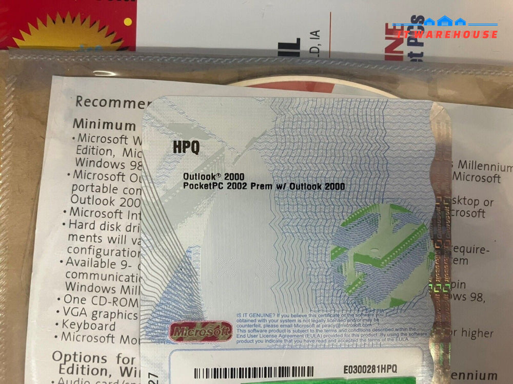 ~ (New & Sealed) HPQ Outlook 2000 PocketPC 2002 Prem With Product Code