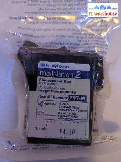 - New Sealed Pitney Bowes / Mail Station 2 Fluorescent Red 797-M 19 Ml