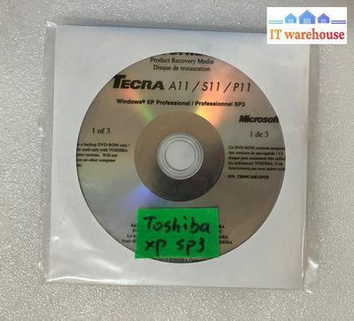 ~ New Toshiba TECRA A11 / S11 / P11 Recovery Media Windows XP Pro SP3 (No Key)