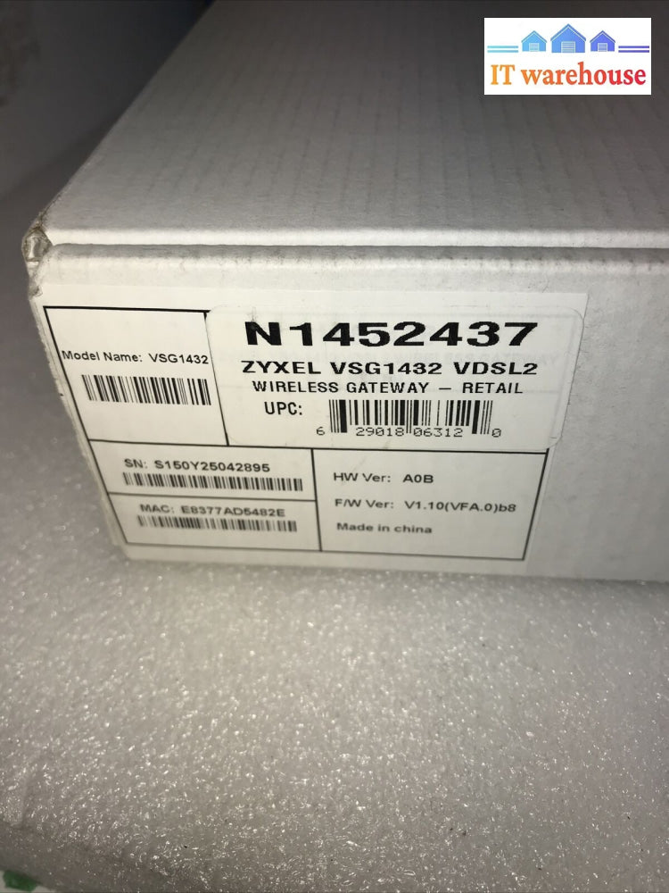 New~ Zyxel Vsg1432 802.11N Wireless Vdsl2 4-Port Gateway