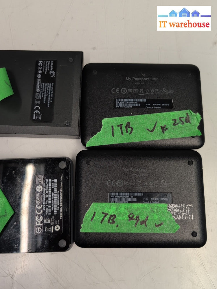 (NICE) 4x 1TB USB 3.0 External Portable Hard Drives (Used time under 50days) -