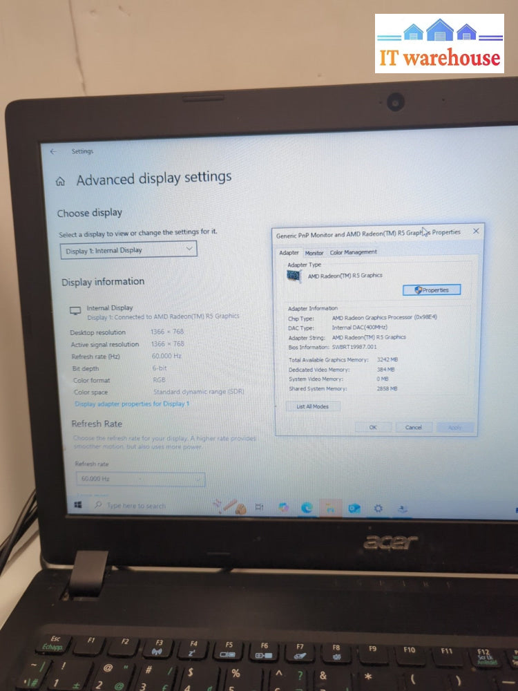 (NICE) Acer Aspire A315-21 15.6" Laptop AMD A6-9225/6GB RAM/500GB SSD/ Win 10 -