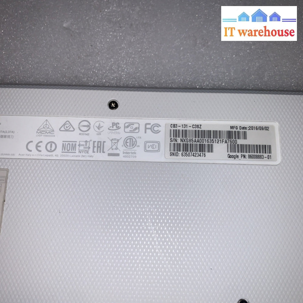 Nice ~Acer Chromebook CB3-131 N15Q10 11.6” Intel 16GB SSD 2GB  ( good battery)