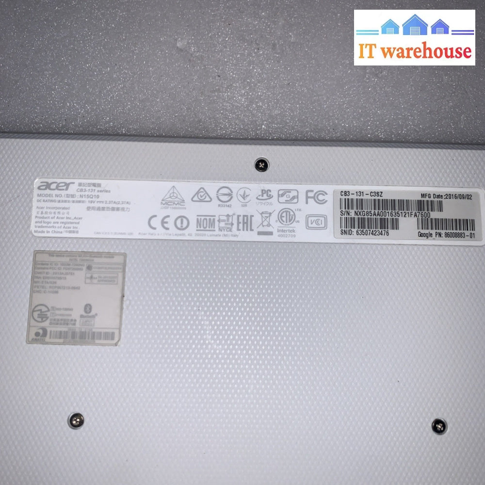 Nice ~Acer Chromebook CB3-131 N15Q10 11.6” Intel 16GB SSD 2GB  ( good battery)