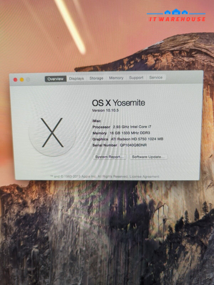 Nice Apple 27’’ iMac A1312 Mid 2010 Intel i7 2.93GHz/16GB RAM /2TB HDD/OS 10.10