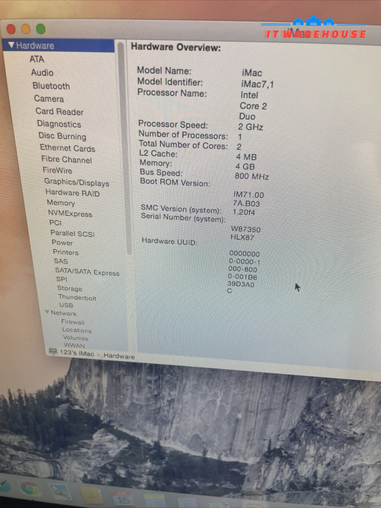 (Nice)Apple iMac 20” mid 2007 C2D 2GHZ 4GB 250GB ATI HD 2400 XT Yosemite 10.10.5