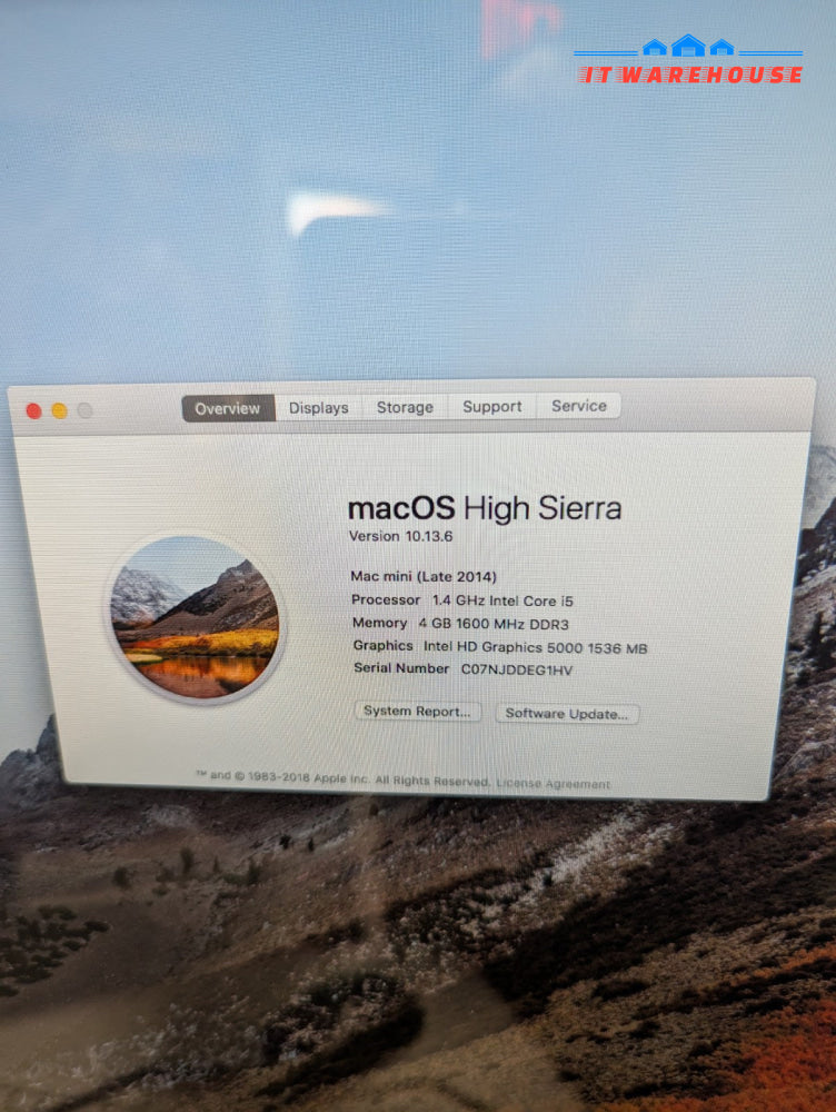 NICE Apple MAC Mini A1347 (2014) i5 - 1.4GHz CPU/4GB /RAM/500GB HDD/OS 10.13