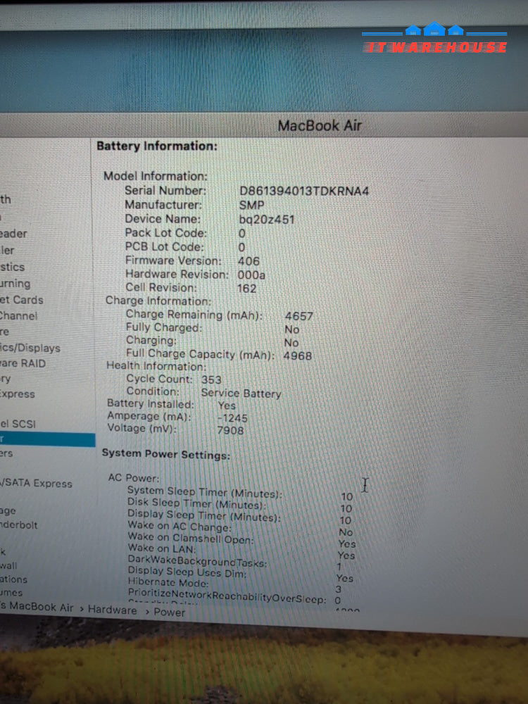 (Nice) Apple MacBook Air 13" 2011 A1369 Intel i5- 1.7GHz /4GB /128GB HDD/10.13 -