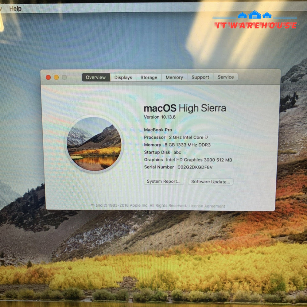 Nice ~ Apple MacBook Pro (15’’ Early 2011) A1286 i7-2GHZ 8GB 160GB OS X 10.13
