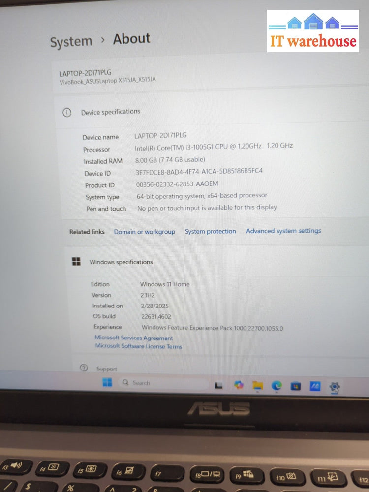 (NICE) ASUS Vivobook X515J 15.6’’ LAPTOP i3-1005G1 1.2GHz /8GB /256GB SSD/Win11-