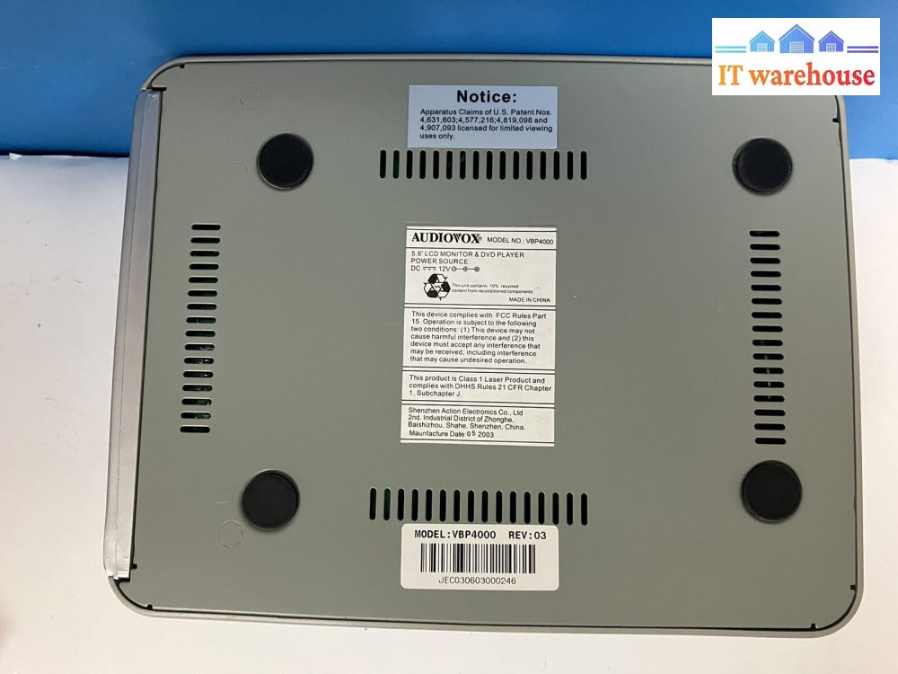 ~ (Nice) Audiovox VBP4000 Portable 5.6" LCD Color Monitor & DVD Player *Tested*