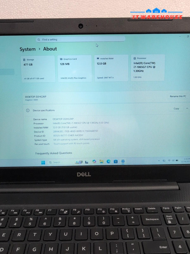 NICE Dell Inspiron 15 3000 15.6" Touch Laptop i7-1065G7/12GB/512GB NVMe/Win 11 -