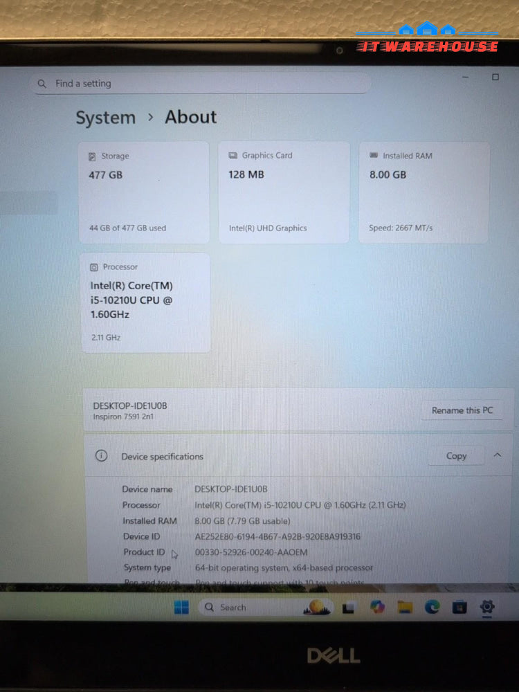 NICE Dell Inspiron 15 7000 15.6" Touch Laptop i5-10210U/8GB/512GB NVMe/Win11 -