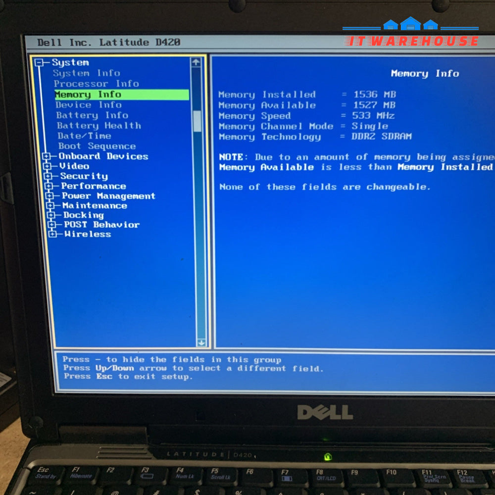 Nice ~ Dell Latitude D420 12" Laptop Intel Core Duo 1.2GHz 1.5GB RAM (no HDD)