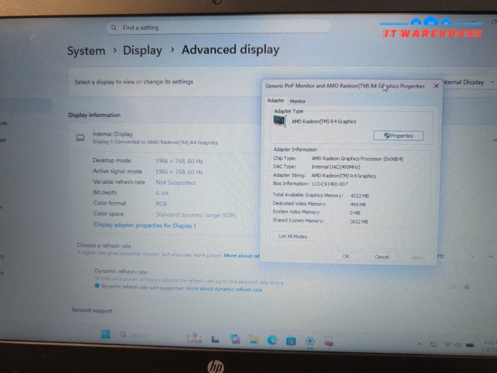 (NICE) HP 255 G6 15.6" Laptop  AMD A9-9220 Radeon/8GB RAM/256GB SSD /win11 -
