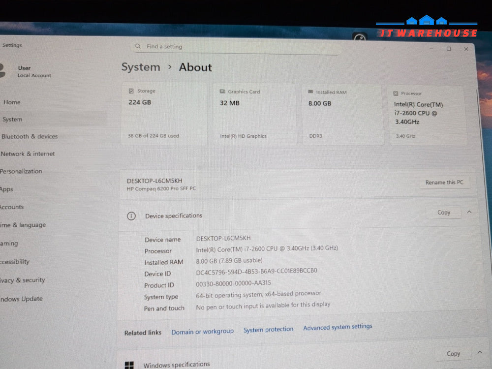 (NICE) HP 6200 Pro Desktop SFF PC Intel i7-2600 CPU/8GB RAM/ 240GB SSD/Win11 -