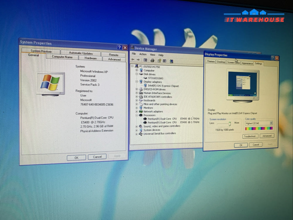Nice ~ HP Compaq Desktop Duo core 2.7GHZ 3GB 160GB Windows XP Pro SP3