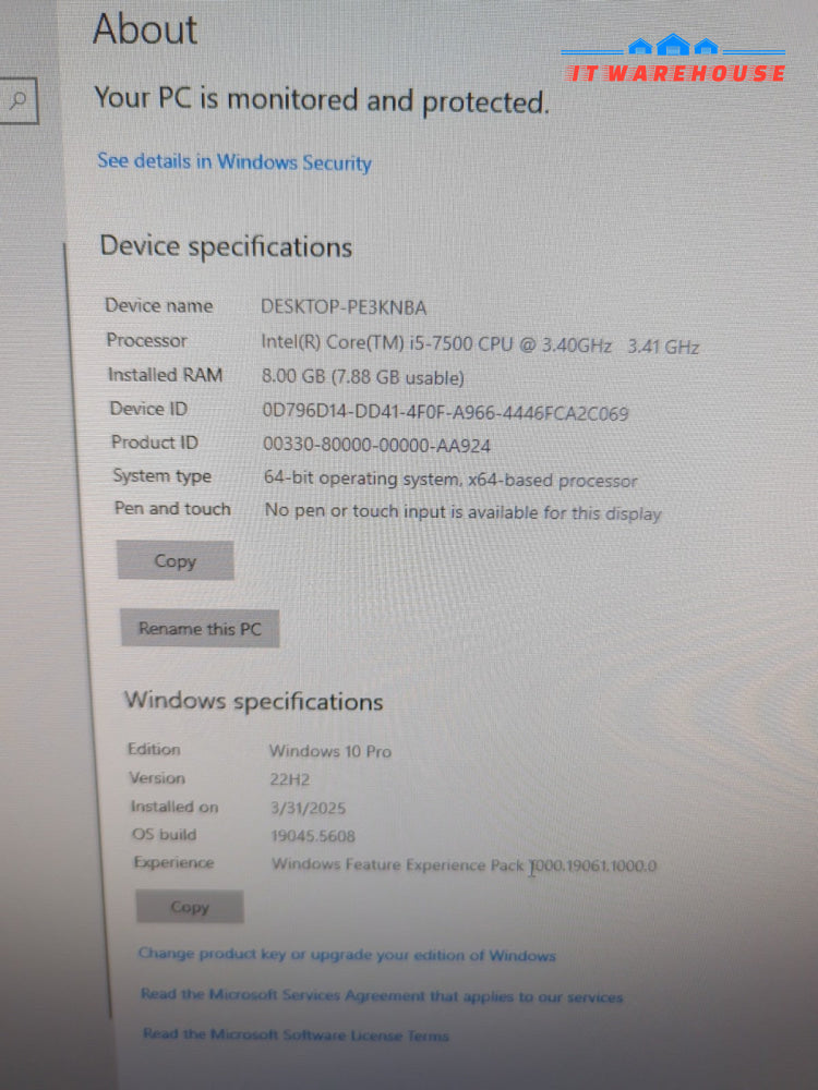 NICE HP EliteOne 800 G3 Non-Touch All-in-One PC  i5-7500 /8GB/ 240GB SSD/Win10 -