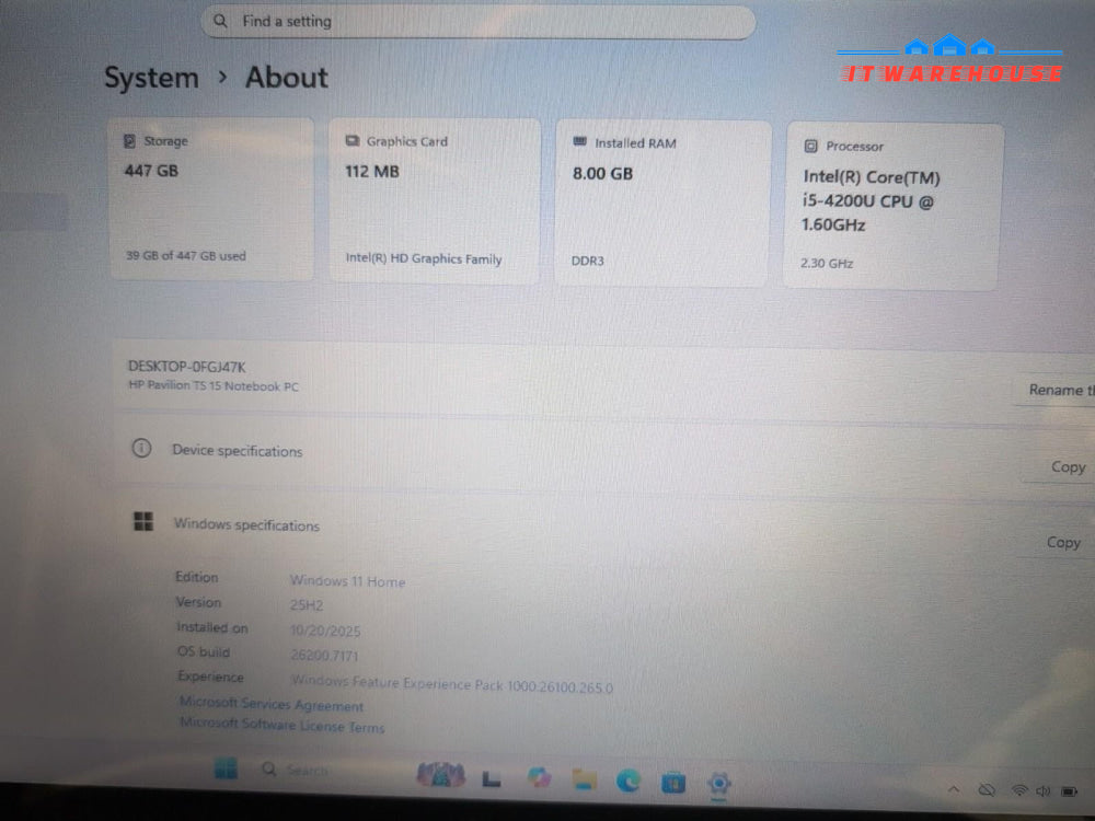 (NICE) HP Pavilion TS 15 Touch 15.6" Laptop i5-4200U/8GB RAM/480GB SSD/Win11 -