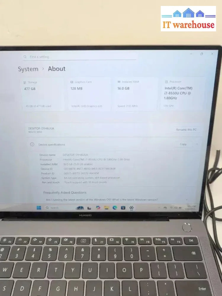 (Nice) Huawe1 MachW29 14’’ 3K Touch Laptop i7-8550U/ 16GB/500GB SSD/Win11